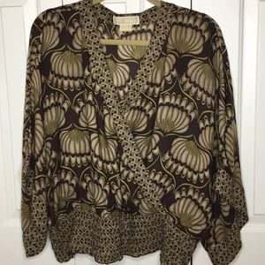 michael kors silk brown blouse